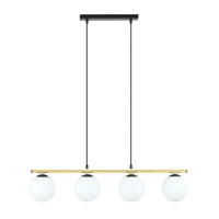 Allora hanglamp opaalwit glas 4-lichts goud zwart