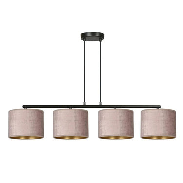 HILDE 4-lichts balkhanglamp - Roze fluweel kappen