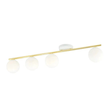 MONZA 4-lichts plafondlamp - Wit glas - Goud frame