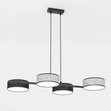 DRUMS 4-lichts hanglamp - Zwart grijs frame hanglamp met lampenkap - zwart en grijs - Mooier Thuis