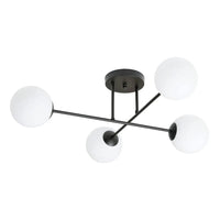 ROMA 4-lichts plafondlamp - Wit glas - Zwart frame - Mooier Thuis