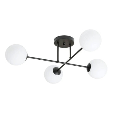 ROMA 4-lichts plafondlamp - Wit glas - Zwart frame