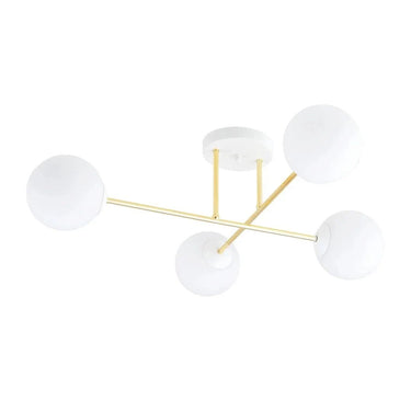 MAGNUM 4-lichts plafondlamp - Wit glas - Goud frame