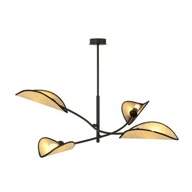 LOTUS 4-lichts hanglamp - Zwart rotan