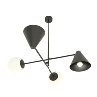 HERMES 4-lichts hanglamp - Zwart frame met witte kappen - Mooier Thuis