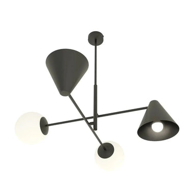 HERMES 4-lichts hanglamp - Zwart frame met witte kappen