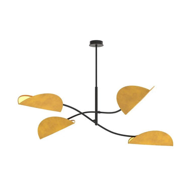 LOTUS 4-lichts hanglamp - Oranje kappen - Zwart frame
