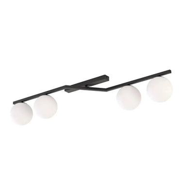 NATON 4-lichts plafondlamp - Wit glas - Zwart frame