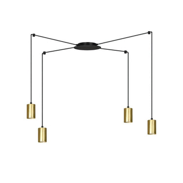 TRAKER 4-lichts hanglamp - Zwart/goud spider-stijl