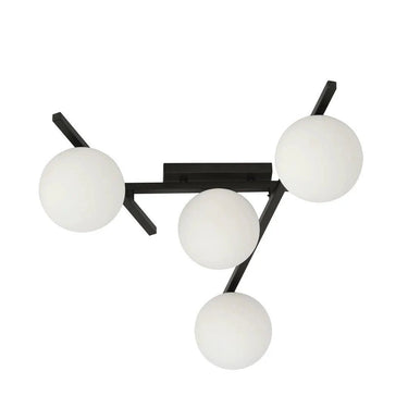 SMART 4-lichts plafondlamp - Zwart met wit glas