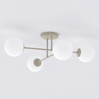 Roma plafondlamp opaalwit glas 4-lichts mokka