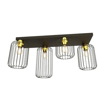 BARN 4-lichts plafondlamp - Zwart goud frame