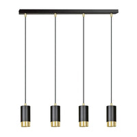 FUMIKO 4-lichts hanglamp - Zwart met gouden accenten - Mooier Thuis