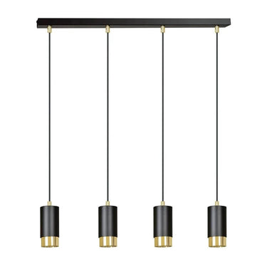 FUMIKO 4-lichts hanglamp - Zwart met gouden accenten