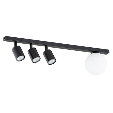 BASTER 4-lichts plafondlamp - Zwart met wit glas