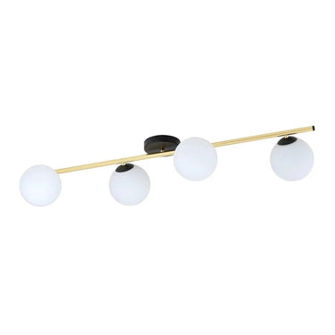 SPLENDI 4-lichts plafondlamp - Wit glas - Zwart goud frame