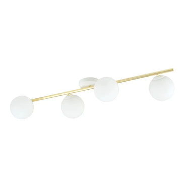 SPLENDI 4-lichts plafondlamp - Wit glas - Goud frame