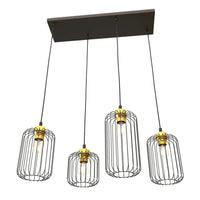VANDER 4-lichts hanglamp - Zwart goud draadkappen - Mooier Thuis