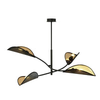 LOTUS 4-lichts hanglamp - Zwart goud stoffen kappen - Mooier Thuis