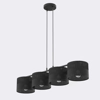 Karbon hanglamp textiel 4-lichts zwart