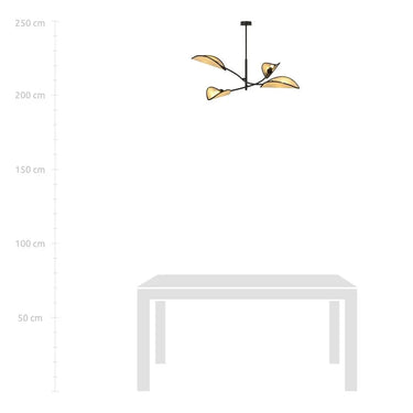 LOTUS 4-lichts hanglamp - Zwart rotan