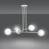 Mooier Thuis - OGNIS 4-lichts balkhanglamp - Wit glas hanglamp met ronde bol - 75 cm breed