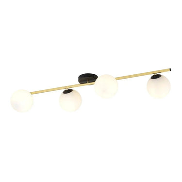 SPLENDI 4-lichts plafondlamp - Wit glas - Zwart goud frame