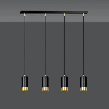 FUMIKO 4-lichts hanglamp - Zwart met gouden accenten