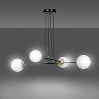 Emibig OGNIS 4-lichts hanglamp - Wit glas - Zwart frame