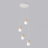 Loop hanglamp wit glas 4-lichts naturel