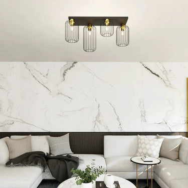 BARN 4-lichts plafondlamp - Zwart goud frame