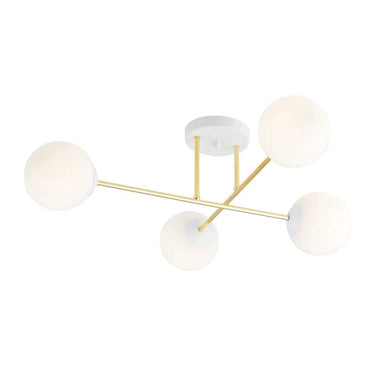 MAGNUM 4-lichts plafondlamp - Wit glas - Goud frame