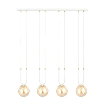 GLAM 4-lichts hanglamp - Amber glas - Wit frame
