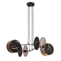 Emibig MARBLE 4-lichts hanglamp - Zwart goud marmer patroon