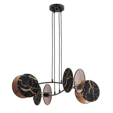 MARBLE 4-lichts hanglamp - Zwart goud marmer patroon