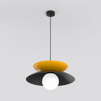 Nagoya hanglamp wit glas 4-lichts oranje zwart