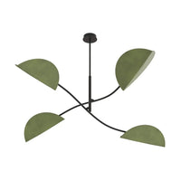Emibig LOTUS 4-lichts hanglamp - Groen textiel - Zwart frame