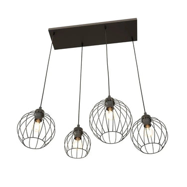 NANDO 4-lichts hanglamp - Zwart draadframe