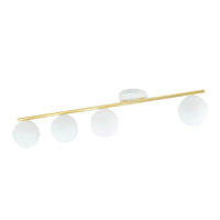 Emibig MONZA 4-lichts plafondlamp - Wit glas - Goud frame