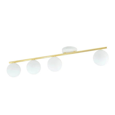 MONZA 4-lichts plafondlamp - Wit glas - Goud frame