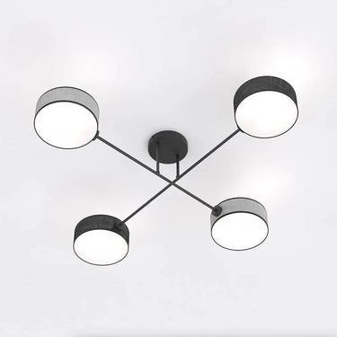 MAGA 4-lichts plafondlamp - Zwart grijs textiel mix