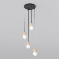 Loop hanglamp wit glas 4-lichts zwart naturel