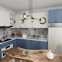 Emibig DISC 4-lichts hanglamp - Zwart met hout accenten