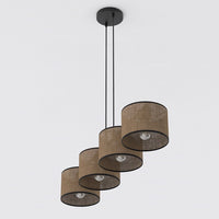 Eco hanglamp textiel 4-lichts bruin