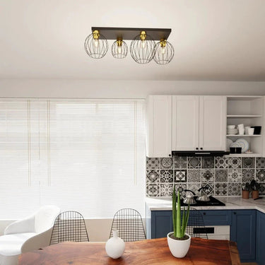 NEST 4-lichts plafondlamp - Zwart goud frame