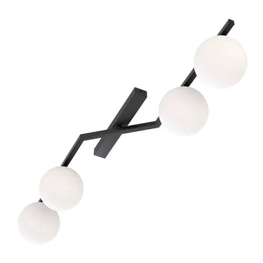 NATON 4-lichts plafondlamp - Wit glas - Zwart frame