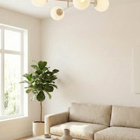 Roma plafondlamp opaalwit glas 4-lichts mokka