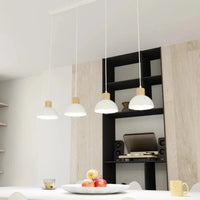 Emibig SECO 4-lichts balkhanglamp - Wit met hout accent