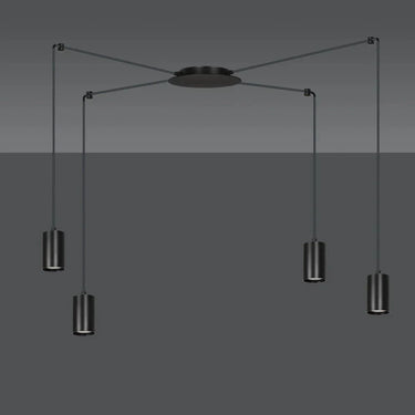 TRAKER 4-lichts hanglamp - Zwart frame