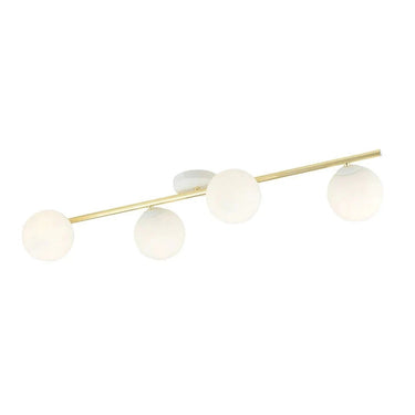 SPLENDI 4-lichts plafondlamp - Wit glas - Goud frame